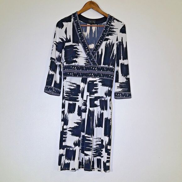 Max & Cleo Dresses & Skirts - Max and Cleo Womens Dress M Sheath Black White V Neck 3/4 Sleeve Stretch